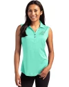 Carolina Panthers Mono Cutter & Buck Forge Eco Stretch Recycled Womens Sleeveless Polo Fresh Mint Heather Front Thumbnail Image