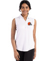 Cleveland Browns Cutter & Buck Forge Eco Stretch Recycled Womens Sleeveless Polo White Front Thumbnail Image