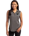 Jacksonville Jaguars NFL Helmet Cutter & Buck Forge Eco Stretch Recycled Womens Sleeveless Polo Dark Black Heather Front Thumbnail Image