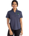 View image 1: Gwinnett Stripers Cutter & Buck Forge Eco Stretch Recycled Womens Short Sleeve Polo Dark Navy Blue Heather Front
