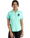Detroit Tigers Mono Cutter & Buck Forge Eco Stretch Recycled Womens Short Sleeve Polo Fresh Mint Heather Front Thumbnail Image