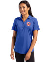 New York Yankees Cooperstown Cutter & Buck Forge Eco Stretch Recycled Womens Short Sleeve Polo Tour Blue Front Thumbnail Image