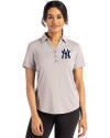 New York Yankees Cutter & Buck Forge Eco Stretch Recycled Womens Short Sleeve Polo Polished Medium Gray Front Thumbnail Image
