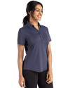 Atlanta Braves Cutter & Buck Forge Eco Stretch Recycled Womens Short Sleeve Polo Dark Navy Blue Heather Side Thumbnail Image