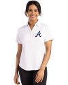 Atlanta Braves Cutter & Buck Forge Eco Stretch Recycled Womens Short Sleeve Polo White Front Thumbnail Image
