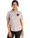 Baltimore Orioles Cooperstown Cutter & Buck Forge Eco Stretch Recycled Womens Short Sleeve Polo Polished Medium Gray Front Thumbnail Image