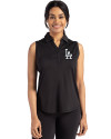 Los Angeles Dodgers Cutter & Buck Forge Eco Stretch Recycled Womens Sleeveless Polo Black Front Thumbnail Image