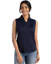 Detroit Tigers Mono Cutter & Buck Forge Eco Stretch Recycled Womens Sleeveless Polo Navy Blue Front Thumbnail Image