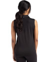 New York Yankees Mono Cutter & Buck Forge Eco Stretch Recycled Womens Sleeveless Polo Black Back Thumbnail Image