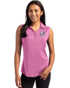 New York Yankees Mono Cutter & Buck Forge Eco Stretch Recycled Womens Sleeveless Polo Gelato Heather Front Thumbnail Image