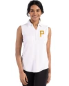 Pittsburgh Pirates Cutter & Buck Forge Eco Stretch Recycled Womens Sleeveless Polo White Front Thumbnail Image