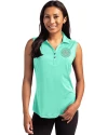 Seattle Mariners Mono Cutter & Buck Forge Eco Stretch Recycled Womens Sleeveless Polo Fresh Mint Heather Front Thumbnail Image