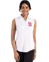 San Diego Padres City Connect Cutter & Buck Forge Eco Stretch Recycled Womens Sleeveless Polo White Front Thumbnail Image