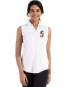 Seattle Mariners Stars & Stripes Cutter & Buck Forge Eco Stretch Recycled Womens Sleeveless Polo White Front Thumbnail Image