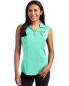 Cleveland Guardians Mono Cutter & Buck Forge Eco Stretch Recycled Womens Sleeveless Polo Fresh Mint Heather Front Thumbnail Image
