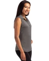 Milwaukee Brewers Mono Cutter & Buck Forge Eco Stretch Recycled Womens Sleeveless Polo Dark Black Heather Side Thumbnail Image