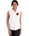 Baltimore Orioles Cooperstown Cutter & Buck Forge Eco Stretch Recycled Womens Sleeveless Polo White Front Thumbnail Image