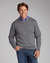 View image 1: Cutter & Buck Douglas Mens Big and Tall V-neck Mid Grey Heather (VMBK12) Front