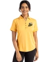 Baldwin Wallace Yellow Jackets Cutter & Buck Forge Eco Stretch Recycled Womens Short Sleeve Polo College Gold Heather Front Thumbnail Image