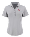 Nebraska Cornhuskers College Vault Cutter & Buck Forge Eco Stretch Recycled Womens Short Sleeve Polo Polished Medium Gray Mannequin Thumbnail Image