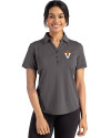 Virginia Tech Hokies College Vault Cutter & Buck Forge Eco Stretch Recycled Womens Short Sleeve Polo Dark Black Heather Front Thumbnail Image