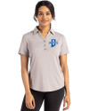 Indiana State Sycamores Cutter & Buck Forge Eco Stretch Recycled Womens Short Sleeve Polo Polished Medium Gray Front Thumbnail Image