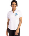 Indiana State Sycamores Cutter & Buck Forge Eco Stretch Recycled Womens Short Sleeve Polo White Front Thumbnail Image
