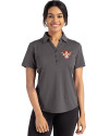 Texas Longhorns College Vault Cutter & Buck Forge Eco Stretch Recycled Womens Short Sleeve Polo Dark Black Heather Front Thumbnail Image