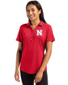Nebraska Cornhuskers Cutter & Buck Forge Eco Stretch Recycled Womens Short Sleeve Polo Cardinal Red Front Thumbnail Image