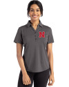 Nebraska Cornhuskers Cutter & Buck Forge Eco Stretch Recycled Womens Short Sleeve Polo Dark Black Heather Front Thumbnail Image