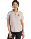 Clemson Tigers Cutter & Buck Forge Eco Stretch Recycled Womens Short Sleeve Polo Polished Medium Gray Front Thumbnail Image