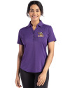 LSU Tigers Cutter & Buck Forge Eco Stretch Recycled Womens Short Sleeve Polo Dark College Purple Heather Front Thumbnail Image