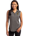 Grambling Tigers College Vault Cutter & Buck Forge Eco Stretch Recycled Womens Sleeveless Polo Dark Black Heather Front Thumbnail Image
