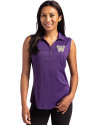 Washington Huskies Cutter & Buck Forge Eco Stretch Recycled Womens Sleeveless Polo Dark College Purple Heather Front Thumbnail Image