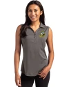 Oregon Ducks Cutter & Buck Forge Eco Stretch Recycled Womens Sleeveless Polo Dark Black Heather Front Thumbnail Image