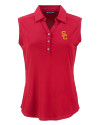USC Trojans Cutter & Buck Forge Eco Stretch Recycled Womens Sleeveless Polo Cardinal Red Mannequin Thumbnail Image