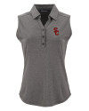 USC Trojans Cutter & Buck Forge Eco Stretch Recycled Womens Sleeveless Polo Dark Black Heather Mannequin Thumbnail Image