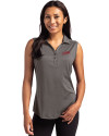 SMU Mustangs College Vault Cutter & Buck Forge Eco Stretch Recycled Womens Sleeveless Polo Dark Black Heather Front Thumbnail Image