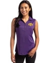 View image 1: Tennessee Tech Golden Eagles Cutter & Buck Forge Recycled Four-Way Stretch Womens Sleeveless Polo Dark College Purple Heather Front