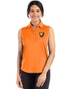 Illinois Fighting Illini College Vault Cutter & Buck Forge Eco Stretch Recycled Womens Sleeveless Polo Orange Burst Front Thumbnail Image