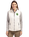 Oregon Ducks- Cutter & Buck Rainier PrimaLoft® Womens Eco Insulated Full Zip Puffer Vest Coconut Front Thumbnail Image