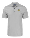 Oregon Ducks Cutter & Buck Pike Eco Tonal Geo Print Stretch Recycled Mens Polo Elemental Grey Mannequin Thumbnail Image