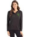 Oregon Ducks- Cutter & Buck Coastline Epic Comfort Recycled Womens Hooded Shirt Black Front Thumbnail Image