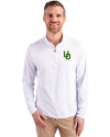 Oregon Ducks- Cutter & Buck Virtue Eco Pique Recycled Quarter Zip Mens Pullover White Front Thumbnail Image