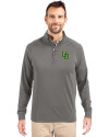 Oregon Ducks- Cutter & Buck Adapt Eco Knit Stretch Recycled Mens Quarter Zip Pullover Elemental Grey Front Thumbnail Image