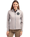 Seattle Mariners Mono Cutter & Buck Adapt Eco Knit Heather Recycled Womens Full Zip Polished Heather Front Thumbnail Image