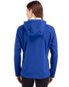 Seattle Sounders FC Cutter & Buck Evoke Softshell Recycled Full Zip Womens Jacket Tour Blue Back Thumbnail Image