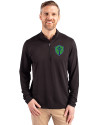 Seattle Sounders FC Cutter & Buck Virtue Eco Pique Recycled Quarter Zip Mens Pullover Black Front Thumbnail Image