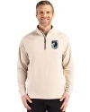 Minnesota United FC Cutter & Buck Adapt Eco Knit Stretch Recycled Mens Quarter Zip Pullover Wheat Front Thumbnail Image