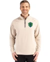 Seattle Sounders FC Cutter & Buck Adapt Eco Knit Stretch Recycled Mens Quarter Zip Pullover Wheat Front Thumbnail Image